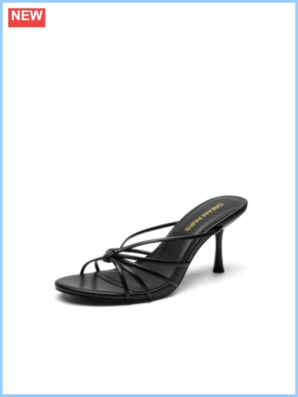 Kitten Heel Strappy Open Toe Mule Sandals Faux Leather Slip On